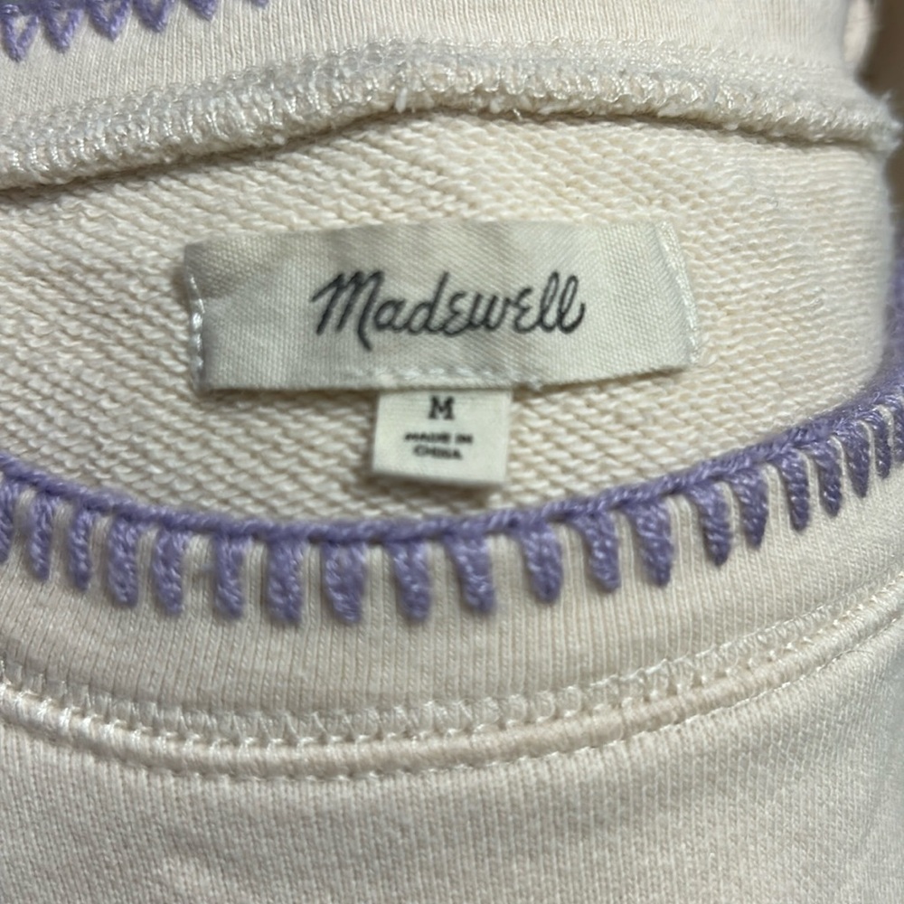 Madewell Stitched Trim Sweatshirt | Ivory with accent hem, cuffs & neckline | M - Picture 8 of 12